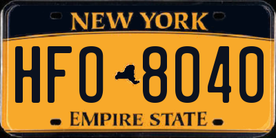 NY license plate HFO8040