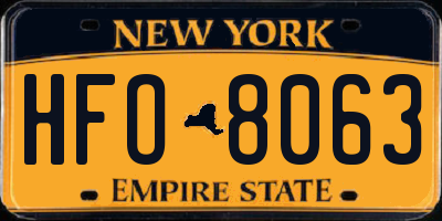 NY license plate HFO8063