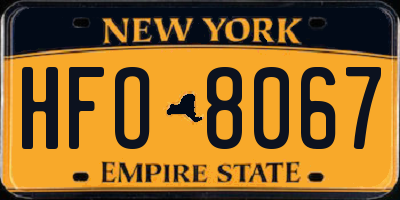 NY license plate HFO8067
