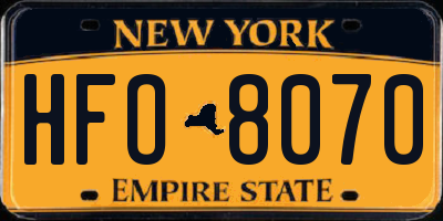 NY license plate HFO8070