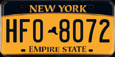 NY license plate HFO8072