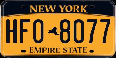 NY license plate HFO8077