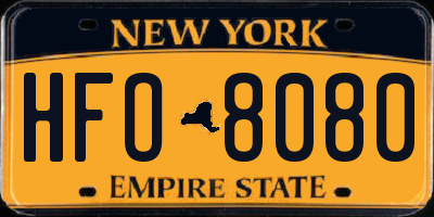 NY license plate HFO8080