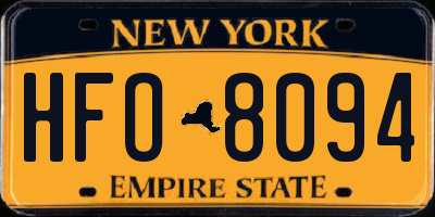 NY license plate HFO8094