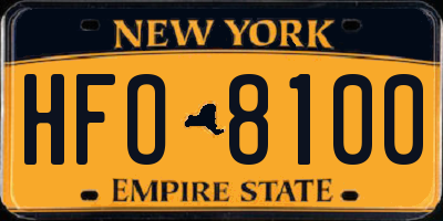 NY license plate HFO8100