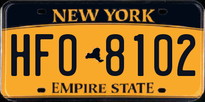 NY license plate HFO8102