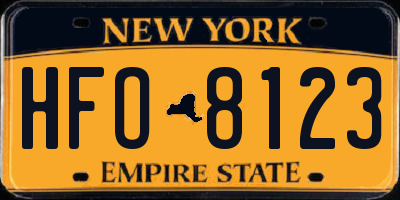 NY license plate HFO8123