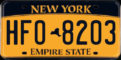 NY license plate HFO8203