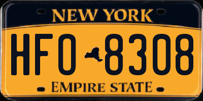 NY license plate HFO8308