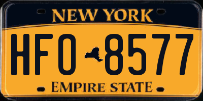 NY license plate HFO8577