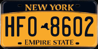 NY license plate HFO8602