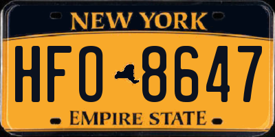 NY license plate HFO8647