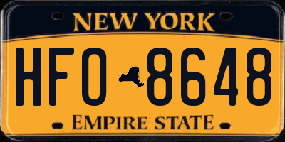NY license plate HFO8648