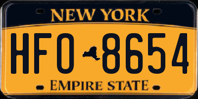 NY license plate HFO8654
