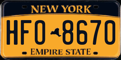 NY license plate HFO8670