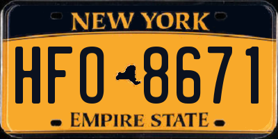 NY license plate HFO8671