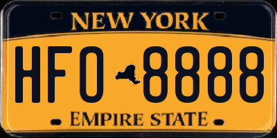 NY license plate HFO8888