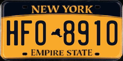 NY license plate HFO8910