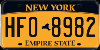 NY license plate HFO8982