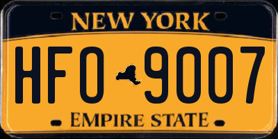 NY license plate HFO9007