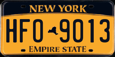 NY license plate HFO9013