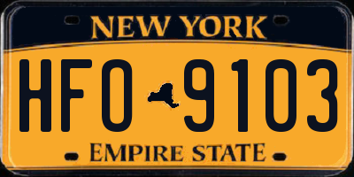NY license plate HFO9103