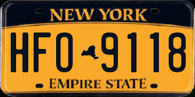 NY license plate HFO9118
