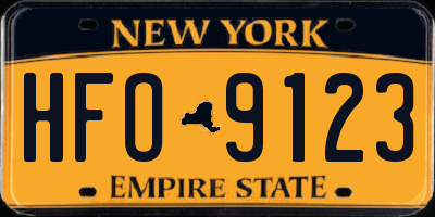 NY license plate HFO9123