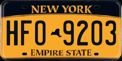 NY license plate HFO9203