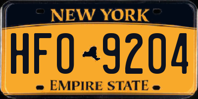 NY license plate HFO9204