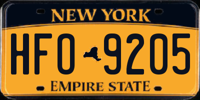 NY license plate HFO9205