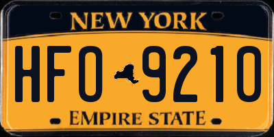 NY license plate HFO9210