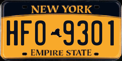 NY license plate HFO9301