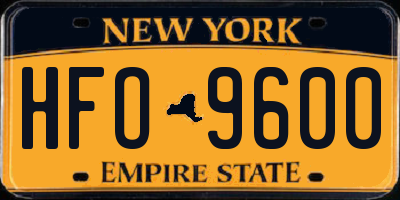 NY license plate HFO9600