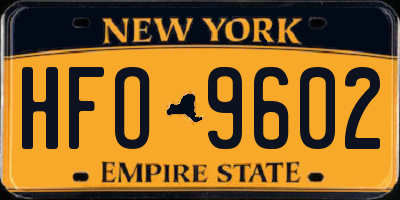 NY license plate HFO9602