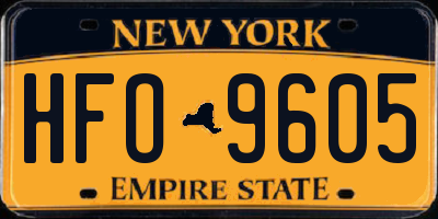 NY license plate HFO9605