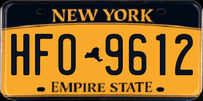 NY license plate HFO9612
