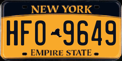 NY license plate HFO9649