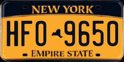NY license plate HFO9650