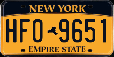 NY license plate HFO9651