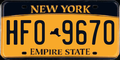 NY license plate HFO9670