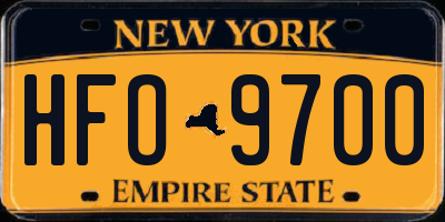 NY license plate HFO9700