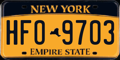 NY license plate HFO9703