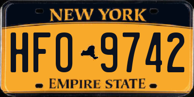 NY license plate HFO9742
