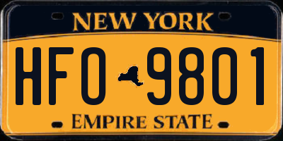 NY license plate HFO9801