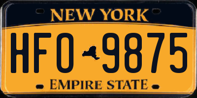 NY license plate HFO9875