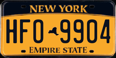NY license plate HFO9904