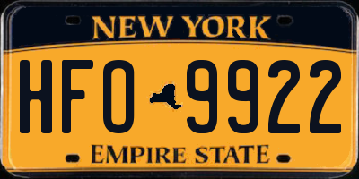 NY license plate HFO9922