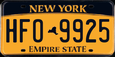 NY license plate HFO9925