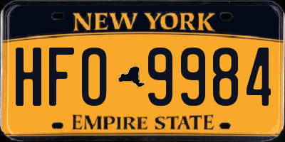 NY license plate HFO9984